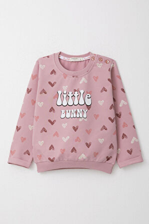 Breeze Kız Bebek Eşofman Takım Renkli Kalp Desenli 9 Ay-3 Yaş, Gülkurusu