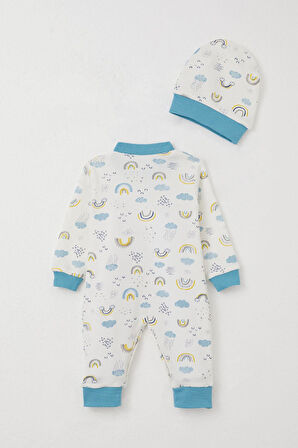 Breeze Erkek Bebek Tulum Gökyüzü Temalı 0-6 Ay, Beyaz