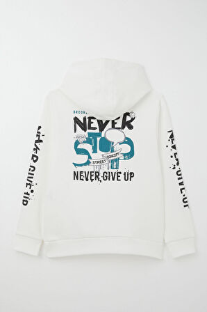 Breeze Erkek Çocuk Sweatshirt Kanguru Cepli Kapüşonlu 9-16 Yaş, Ekru