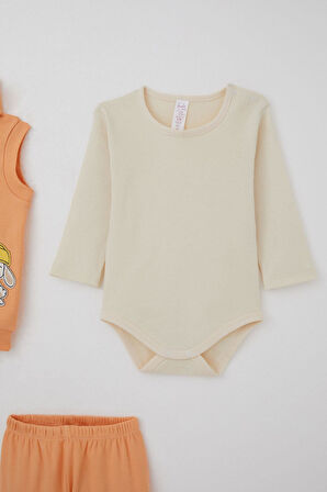 Breeze Kız Bebek Zıbınlı 3 Lü Takım Sevimli Şapkalı Köpekçik Nakışlı 4 Ay-1 Yaş, Somon