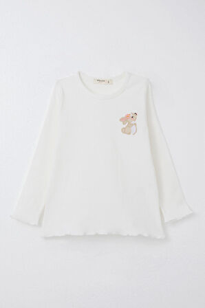 Breeze Kız Çocuk Taytlı Takım Sevimli Tavşancık Nakışlı 2-6 Yaş, Ekru