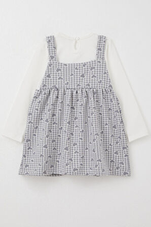 Breeze Kız Çocuk Uzun Kollu Elbise Kalp & Kazayağı Desenli 1.5-5 Yaş, Buz Mavisi