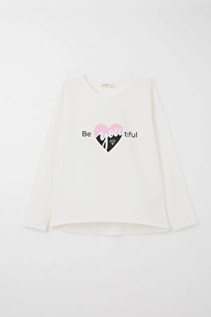 Breeze Kız Çocuk Taytlı Takım Yazı Baskılı 4-8 Yaş, Ekru