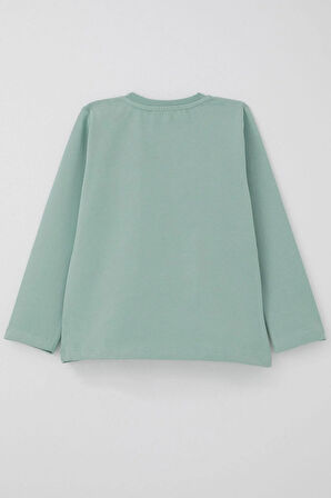 Breeze Erkek Bebek Uzun Kollu Tişört Cool Yazı Armalı Cepli 9 Ay-3 Yaş, Mint Yeşili