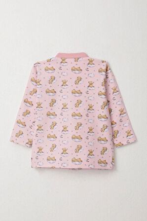 Breeze Kız Bebek Pijama Takımı Gökyüzü Temalı Hayalci Ayıcık Desenli 4 Ay-1 Yaş, Pembe