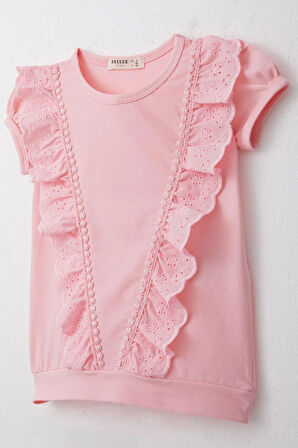 Breeze Kız Çocuk Tişört Güpürlü 1.5-5 Yaş, Pembe