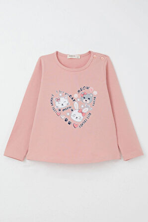 Breeze Kız Çocuk Taytlı Takım Sevgi Temalı Sevimli Hayvancıklar Baskılı 1-4 Yaş, Gülkurusu