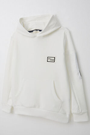 Breeze Erkek Çocuk Sweatshirt Armalı Kolu Cepli Fermuarlı  9-14 Yaş, Beyaz