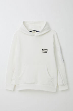 Breeze Erkek Çocuk Sweatshirt Armalı Kolu Cepli Fermuarlı  9-14 Yaş, Beyaz