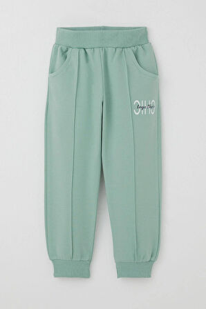 Breeze Kız Çocuk Alt Ön Çima Dikişli Yazı Baskılı 3-7 Yaş, Su Yeşili