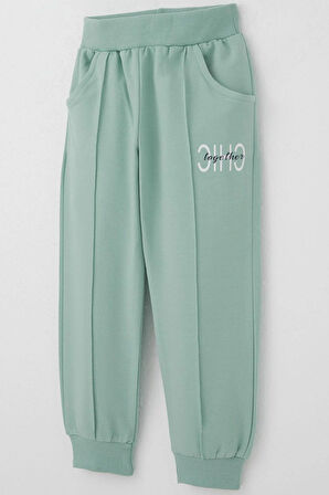 Breeze Kız Çocuk Alt Ön Çima Dikişli Yazı Baskılı 3-7 Yaş, Su Yeşili