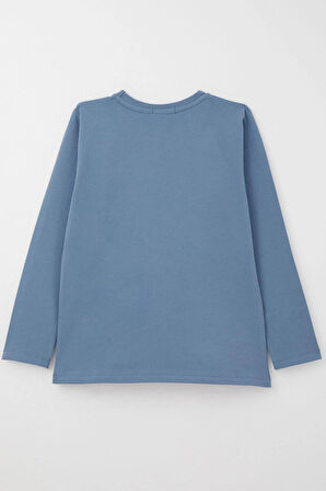 Breeze Erkek Çocuk Uzun Kollu Tişört Slogan Temalı Yazı Baskılı 6-12 Yaş, İndigo