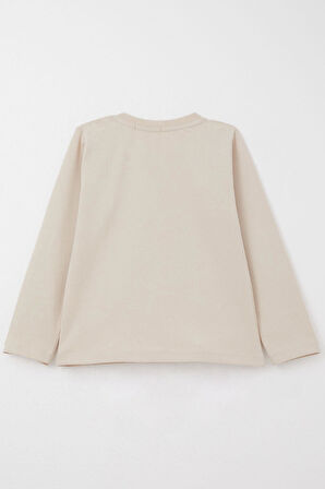 Breeze Erkek Bebek Eşofman Takım Baseball Oyuncusu Sevimli Hayvancık Baskılı 9 Ay-3 Yaş, Bej