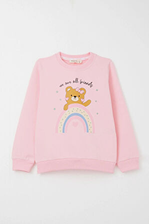 Breeze Kız Çocuk Eşofman Takım Arkadaşlık Temalı Sevimli Ayıcık Baskılı 1-4 Yaş, Pembe