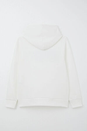 Breeze Erkek Çocuk Sweatshirt Yazı Baskılı Kanguru Cepli Kapüşonlu 8-14 Yaş, Beyaz