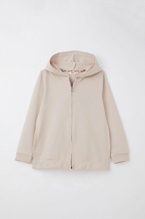 Breeze Kız Çocuk Eşofman Takım Taş İşlemeli Kalp 4-9 Yaş, Bej