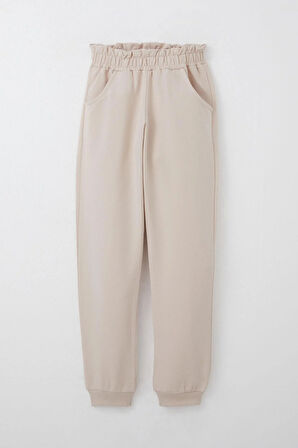 Breeze Kız Çocuk Eşofman Takım Taş İşlemeli Kalp 4-9 Yaş, Bej