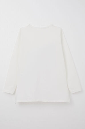 Breeze Kız Çocuk Uzun Kollu Tişört Moda Temalı Kız Baskılı 10-16 Yaş, Ekru