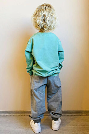 Breeze Erkek Çocuk Eşofman Takım Yazı Nakışlı 5-10 Yaş, Mint Yeşili