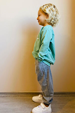 Breeze Erkek Çocuk Eşofman Takım Yazı Nakışlı 5-10 Yaş, Mint Yeşili