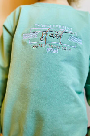 Breeze Erkek Çocuk Eşofman Takım Yazı Nakışlı 5-10 Yaş, Mint Yeşili