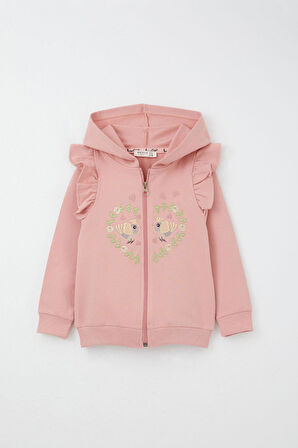 Breeze Kız Çocuk Eşofman Takım Çiçek & Kuş Nakışlı 1.5-5 Yaş, Gülkurusu