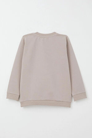 Breeze Erkek Bebek Eşofman Takım Mutlu Köpekçik Nakışlı 9 Ay-3 Yaş, Vizon