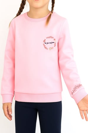 Breeze Kız Çocuk Eşofman Takım Çiçek Nakışlı 1.5-5 Yaş, Pembe