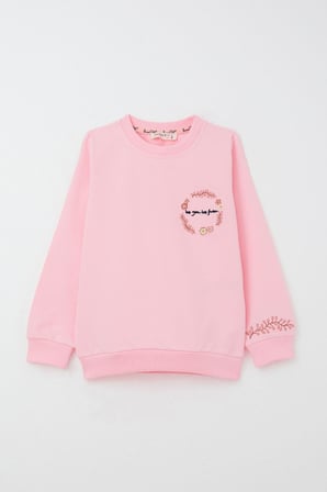 Breeze Kız Çocuk Eşofman Takım Çiçek Nakışlı 1.5-5 Yaş, Pembe