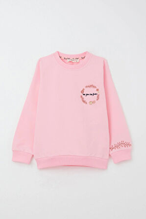 Breeze Kız Çocuk Eşofman Takım Çiçek Nakışlı 1.5-5 Yaş, Pembe