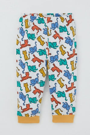Breeze Erkek Bebek Pijama Takımı Renkli Kedicik Desenli 4 Ay-1 Yaş, Beyaz
