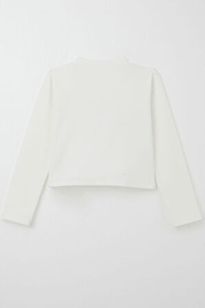 Breeze Kız Çocuk Uzun Kollu Tişört Kemer Boy Yazı Baskılı 9-14 Yaş, Ekru