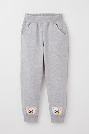 Breeze Kız Bebek Eşofman Takım Sevimli Ayıcık Nakışlı Çiçekli 9 Ay-3 Yaş, Pembe