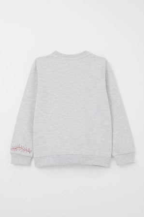 Breeze Kız Çocuk Eşofman Takım Çiçek Nakışlı 1.5-5 Yaş, Açık Gri Melanj