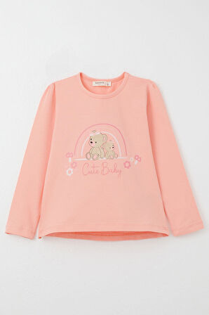 Breeze Kız Çocuk Taytlı Takım Sevimli Bebek Ayıcıklar Baskılı 1-4 Yaş, Somon