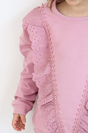 Breeze Kız Çocuk Sweatshirt Güpürlü 1.5-5 Yaş, Gülkurusu