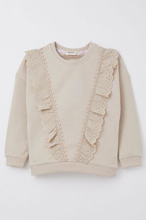 Breeze Kız Çocuk Sweatshirt Güpürlü 1.5-5 Yaş, Bej