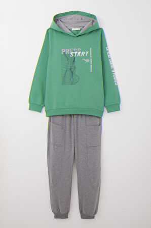 Breeze Erkek Çocuk Eşofman Takım Oyun Temalı Önden Cepli 5-10 Yaş, Mint Yeşili