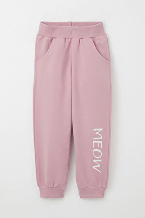 Breeze Kız Çocuk Eşofman Takım Sevimli Fiyonklu Kedi Baskılı 1.5-5 Yaş, Ekru