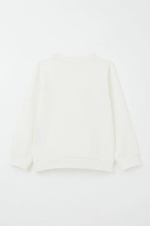 Breeze Kız Çocuk Eşofman Takım Sevimli Fiyonklu Kedi Baskılı 1.5-5 Yaş, Ekru