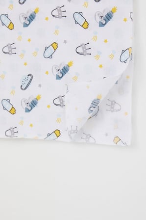 Breeze Yenidoğan Bebek Müslin Battaniye Galaksi Temalı Standart, Beyaz