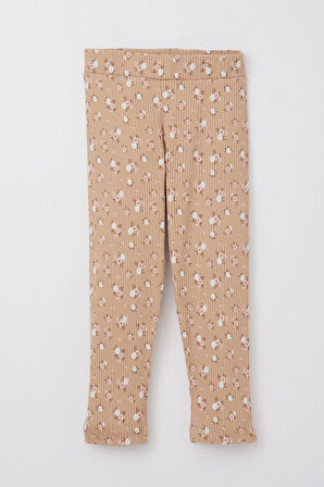 Breeze Kız Çocuk Taytlı Takım Sevimli Kız Baskılı Çiçekli 2-6 Yaş, Gülkurusu