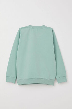 Breeze Erkek Bebek Eşofman Takım Scooter Süren Çocuk Baskılı 9 Ay-3 Yaş, Su Yeşili