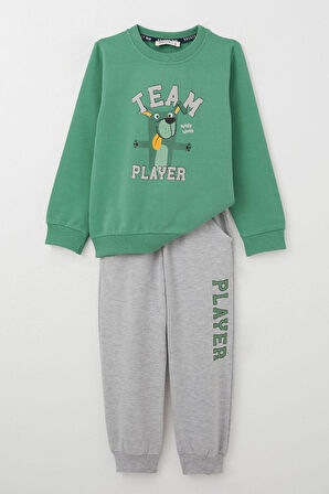 Breeze Erkek Çocuk Eşofman Takım Oyuncu Köpekçik Baskılı 1-4 Yaş, Mint Yeşili