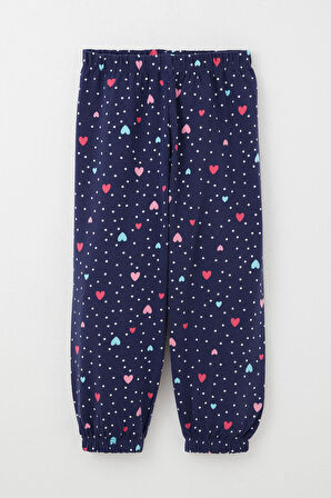 Breeze Kız Çocuk Pijama Takımı Renkli Kalp Desenli Puantiyeli 1-3 Yaş, Lacivert
