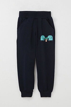 Breeze Erkek Çocuk Eşofman Takım Sevimli Fil Desenli 1-4 Yaş, Ekru