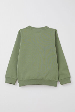 Breeze Erkek Bebek Eşofman Takım Sevimli Ayıcık Desenli Kanguru Cepli 9 Ay-3 Yaş, Haki Yeşil