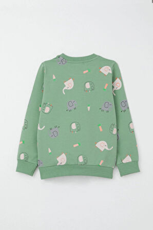 Breeze Erkek Çocuk Eşofman Takım Sevimli Fil Desenli 1-4 Yaş, Mint Yeşili