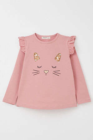 Breeze Kız Çocuk Taytlı Takım Sevimli Hayvancık Baskılı Çiçekli 1.5-5 Yaş, Gülkurusu