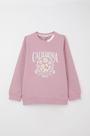 Breeze Kız Çocuk Eşofman Takım Çiçek Baskılı Geniş Paça Yırtmaçlı 5-10 Yaş, Gülkurusu